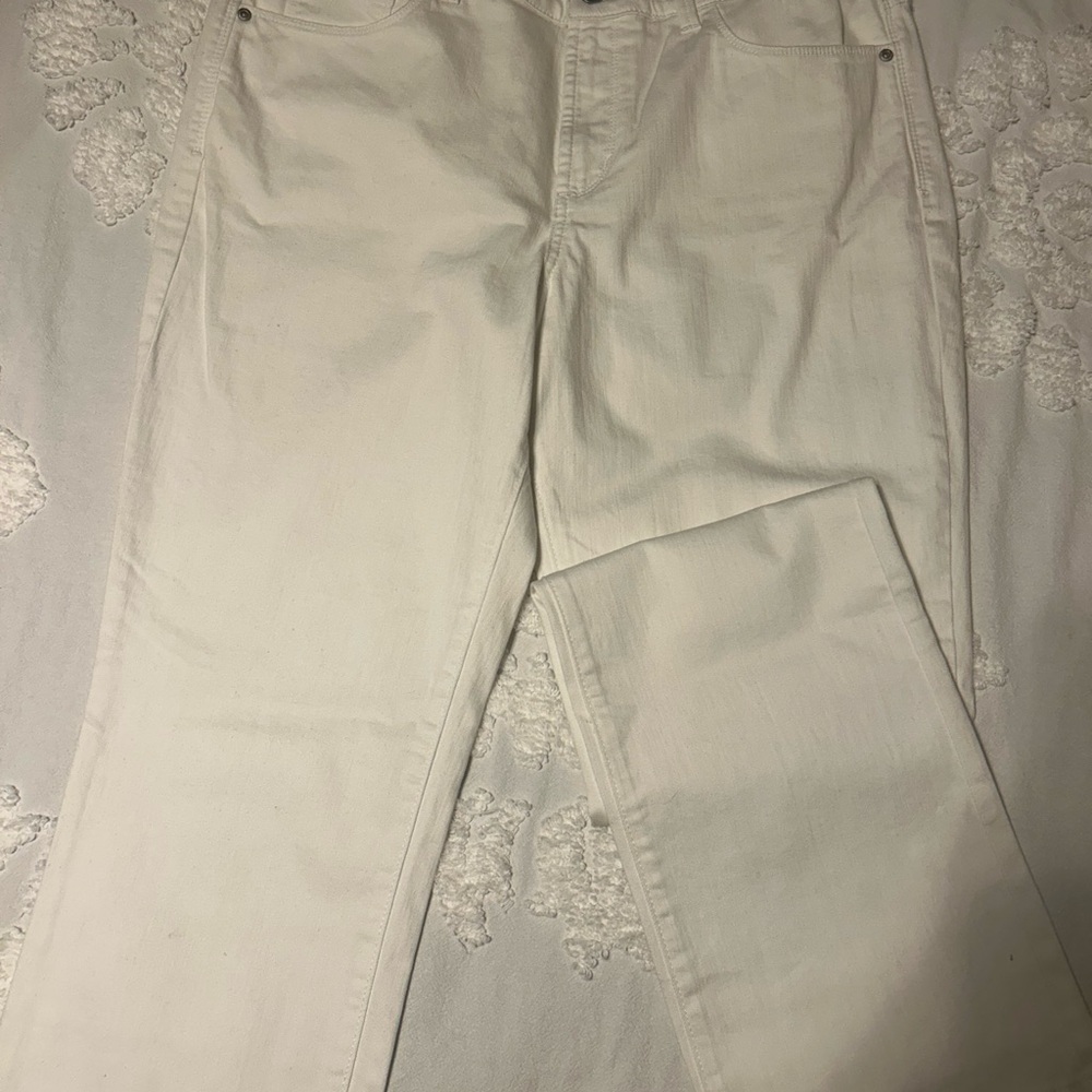 NYDJ Women's Off-White Straight Leg Jeans.  Marilyn Straight - Size 14
